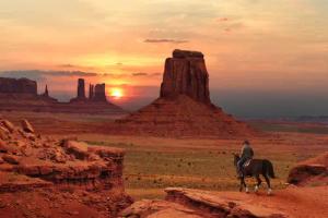 Papermoon Fototapete "MONUMENT TAL-SANDSTEIN BERGE SONNE STEINE WÜSTE COWBOY"