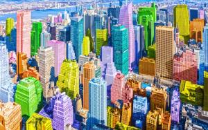 Papermoon Fototapete "POP ART-NEW YORK MANHATTAN KUNST SKYLINE STADT FARBIG"