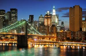 Papermoon Fototapete "BROOKLYN BRIDGE-NEW YORK CITY MANHATTAN TIMES SQUARE"