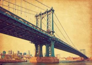 Papermoon Fototapete "BROOKLYN BRIDGE-RETRO NEW YORK MANHATTAN BRÜCKE VINTAGE"