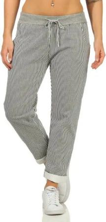 Aurela Damenmode Jogginghose Schlupfhose leichte Jogpants sommerliche Damenhose Größe 36-46, modernes Design, mit Schnürung