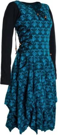 Vishes Jerseykleid Jersey-Kleid Blumenkleid Schnürung V-Ausschnitt Party-, Fest-, Ballkleid