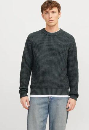 Jack & Jones Rundhalspullover "JCOZION KNIT CREW NECK BF", mit markanter Struktur