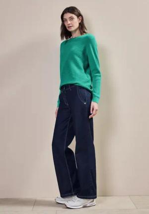 Cecil Damen Pullover mit Rippstrukturmix in Grün, Gr: XXL
