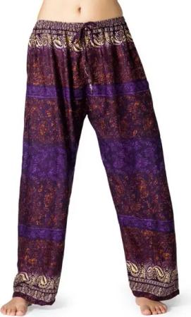 PANASIAM Relaxhose orientalische Relaxhose aus 100% Viskose Haremshose weite Wellnesshose alazzohose Muckhose Unisex Strandhose Spa-Hose für Freizeit Festival