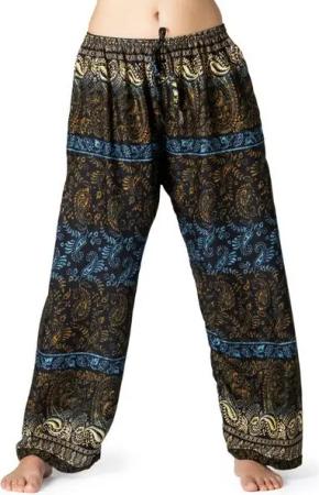 PANASIAM Relaxhose orientalische Relaxhose aus 100% Viskose Haremshose weite Wellnesshose alazzohose Muckhose Unisex Strandhose Spa-Hose für Freizeit Festival