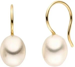 JOBO Perlenohrringe mit Haken, 375 Gold mit Süßwasser-Zuchtperlen