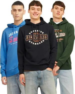 Jack & Jones Kapuzensweatshirt modische Hoodies mit Logoprint (Spar-Set, 3er Pack) Unifarbene Pullover mit flauschigem Innenfutter