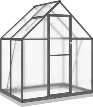 vidaXL Gewächshaus Gewächshaus mit Fundamentrahmen Anthrazit 169x114x202 cm Alu