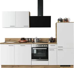 KOCHSTATION Küchenzeile "KS-Scafa, vormontiert, mit höhenverstellbaren Füßen, vormontiert, mit", Soft-Close, wahl. mit E-Geräten inkl. Geschirrspüler, Breite 260 cm
