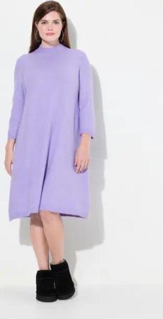 Ulla Popken Midikleid Strickkleid A-Linie Stehkragen 3/4-Arm