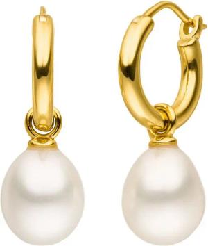 Adriana Paar Creolen Schmuck Geschenk Silber 925 Ohrringe Ravello, R33, Made in Germany - mit Süßwasserzuchtperle - Einhänger abnehmbar