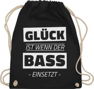 Shirtracer Turnbeutel Glück ist wenn der Bass einsetzt, Stoffbeutel Festival Outfit