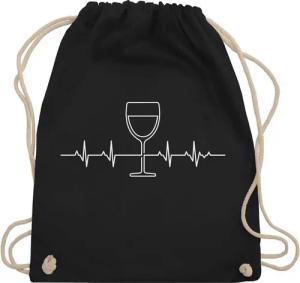 Shirtracer Turnbeutel Herzschlag Wein Vino Weinliebhaber, Symbol und Zeichen Outfit