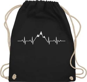 Shirtracer Turnbeutel Herzschlag Berge, Symbol und Zeichen Outfit
