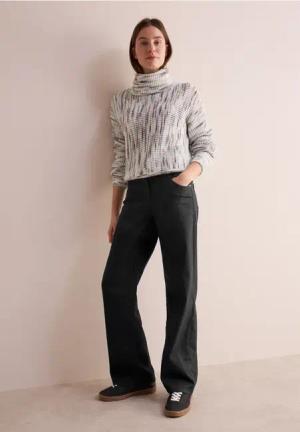 Cecil Damen Wide Leg Jeans in Schwarz, Gr: 29