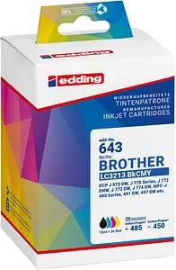 edding EDD-643  schwarz, cyan, magenta, gelb Druckerpatronen kompatibel zu brother LC3213 BKCMY , 4er-Set