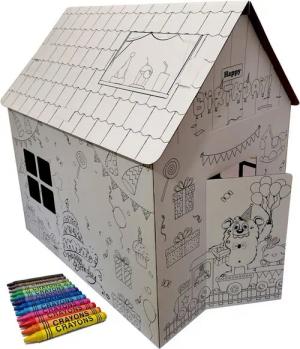 TikTakToo Malvorlage großes Malhaus 106x84x110 cm, mit 12 Wachsmalstiften