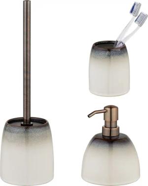 SCHÖNER WOHNEN-Kollektion Badaccessoire-Set ""Osteto"", (Set, 3 tlg.), aus Keramik, mit Zahnputzbecher, Seifenspender und WC-Garnitur