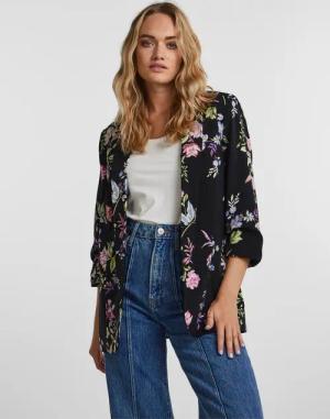 pieces Blusenblazer "PCBOSELLA 3/4 PRINTED BLAZER NOOS", mit 3/4 Ärmel