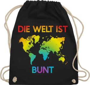 Shirtracer Turnbeutel Die Welt ist bunt – Regenbogen Farben, LGBT Kleidung
