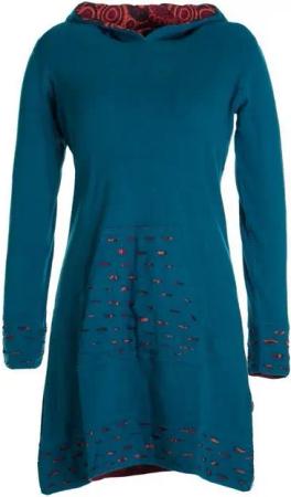 Vishes Midikleid Langarm-Shirtkleid Hoodie-Kleid mit Kapuze Übergangskleid, Jerseykleid