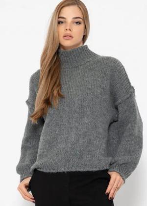 SASSYCLASSY Strickpullover Rollkragenpullover Damen mit Ziernähten Elegant Lockerer Strickpullover mit hohem Rippkragen und Außennähten Details