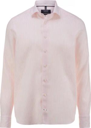 OLYMP SIGNATURE Casual, Premium Leinenhemd, tailored fit, Rosa, Streifen, Kent, 45