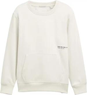 TOM TAILOR Jungen Basic Sweatshirt mit Kängurutasche, weiß, Uni, Gr. 152