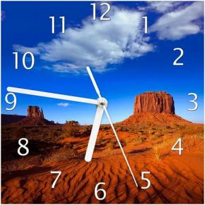 Wallario Wanduhr Monument Valley am Abend I (Glasuhr)