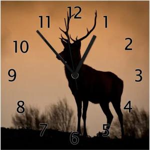 Wallario Wanduhr Rothirsch am Abend (Glasuhr)