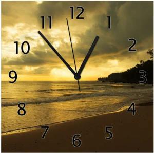 Wallario Wanduhr Badestrand auf den Malediven - Stille am Abend (Glasuhr)