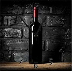 Wallario Wanduhr Rotwein-Flasche am Abend (Glasuhr)