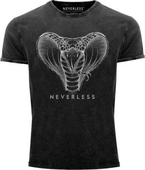 Neverless Print-Shirt Neverless® Herren T-Shirt Vintage Shirt Printshirt Kobra Print mit Print