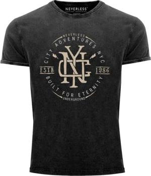 Neverless Print-Shirt Neverless® Herren T-Shirt Vintage Shirt Printshirt {NYC Logo Print mit Print