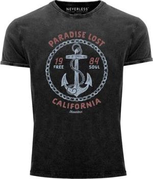 Neverless Print-Shirt Neverless® Herren T-Shirt Vintage Shirt Printshirt Anker Motiv mit Print