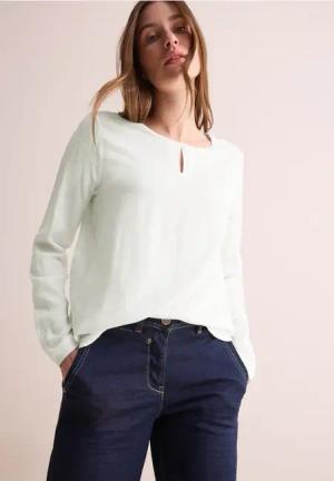 Cecil Damen Bluse in Unifarbe in Weiß, Gr: M