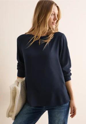 Cecil Damen Bluse in Unifarbe in Blau, Gr: S