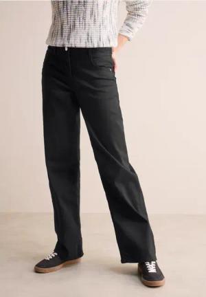 Cecil Damen Wide Leg Jeans in Schwarz, Gr: 30