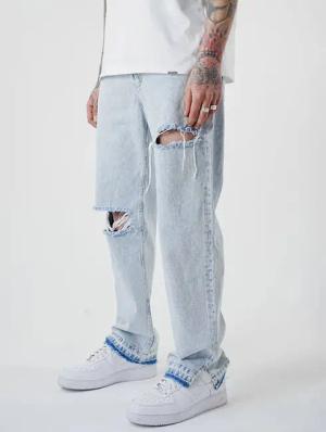 UNEFFECTED Wide Destroyed Loose Fit Jeans