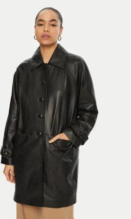 Luisa Spagnoli Lederjacke Superbo 541221 Schwarz Loose Fit