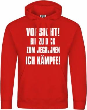 deinshirt Kapuzenpullover Herren Kapuzenpullover Vorsicht bin zu dick zum wegrennen ich kämpfe Mit Print Motiv, Grafik