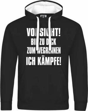 deinshirt Kapuzenpullover Herren Kapuzenpullover Vorsicht bin zu dick zum wegrennen ich kämpfe Mit Print Motiv, Grafik