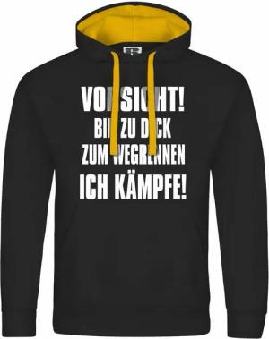 deinshirt Kapuzenpullover Herren Kapuzenpullover Vorsicht bin zu dick zum wegrennen ich kämpfe Mit Print Motiv, Grafik