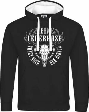 deinshirt Kapuzenpullover Herren Kapuzenpullover Meine Lederhose trägt noch der Hirsch Mit Print Motiv, Grafik
