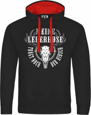 deinshirt Kapuzenpullover Herren Kapuzenpullover Meine Lederhose trägt noch der Hirsch Mit Print Motiv, Grafik