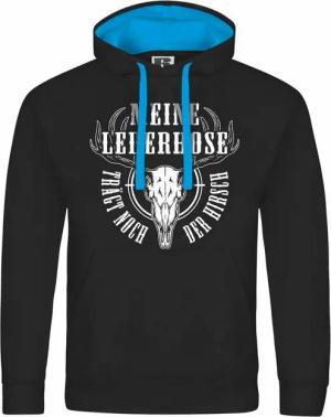 deinshirt Kapuzenpullover Herren Kapuzenpullover Meine Lederhose trägt noch der Hirsch Mit Print Motiv, Grafik