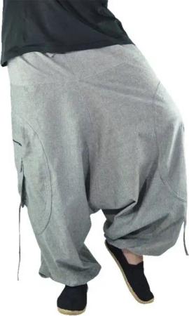 virblatt Haremshose Herren Skater Hose, 100 % Baumwolle, Aladinhose Goa Hose Herren Stickerei an Tasche