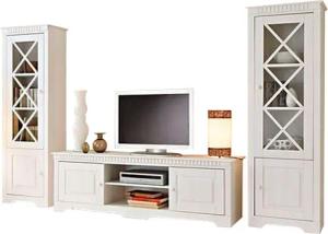 Home affaire Wohnwand "Lisa", (Set, 3 St.), bestehend aus zwei Vitrinen und einem Lowboard, massives Kiefernholz
