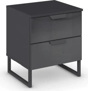 rauch Nachtkommode "Modern by Aditio", mit Glasfront und Kufenfuß, 2 Schubladen mit Softclose-Funktion